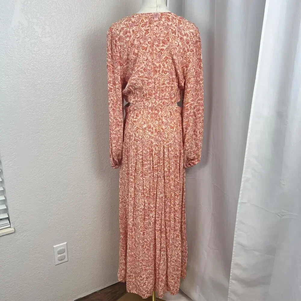 Old Navy Maxi Dress Womens Large Ditzy Floral Side‎ Cutout Hippie Boho Cottage